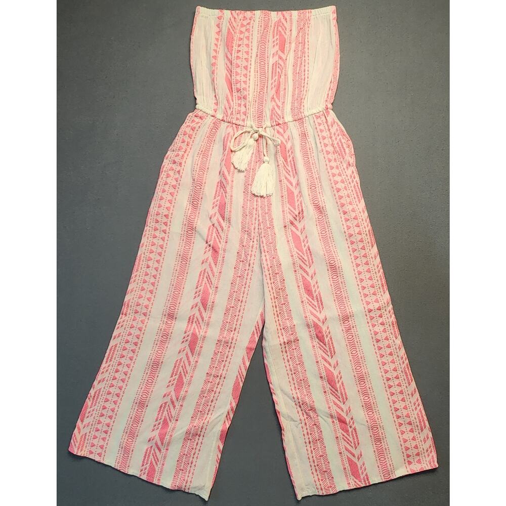 Elan Size Small Tube Top Romper Jumpsuit With Pockets Lightweight Sheer Wide Leg